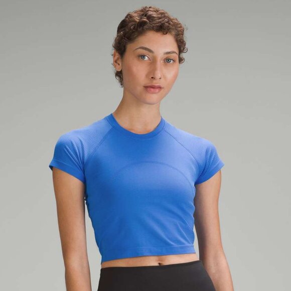 Lululemon Swiftly Tech Cropped Short-Sleeve Shirt 2.0 Pipe Dream Blue - Picture 1 of 7